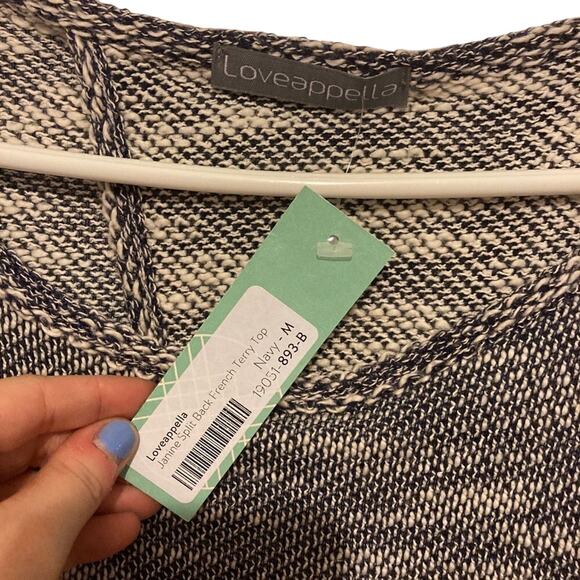 NWT  Loveappella Janine Split Back Raglan Preppy Minimalist Retro Scoop Blouse - Picture 5 of 10